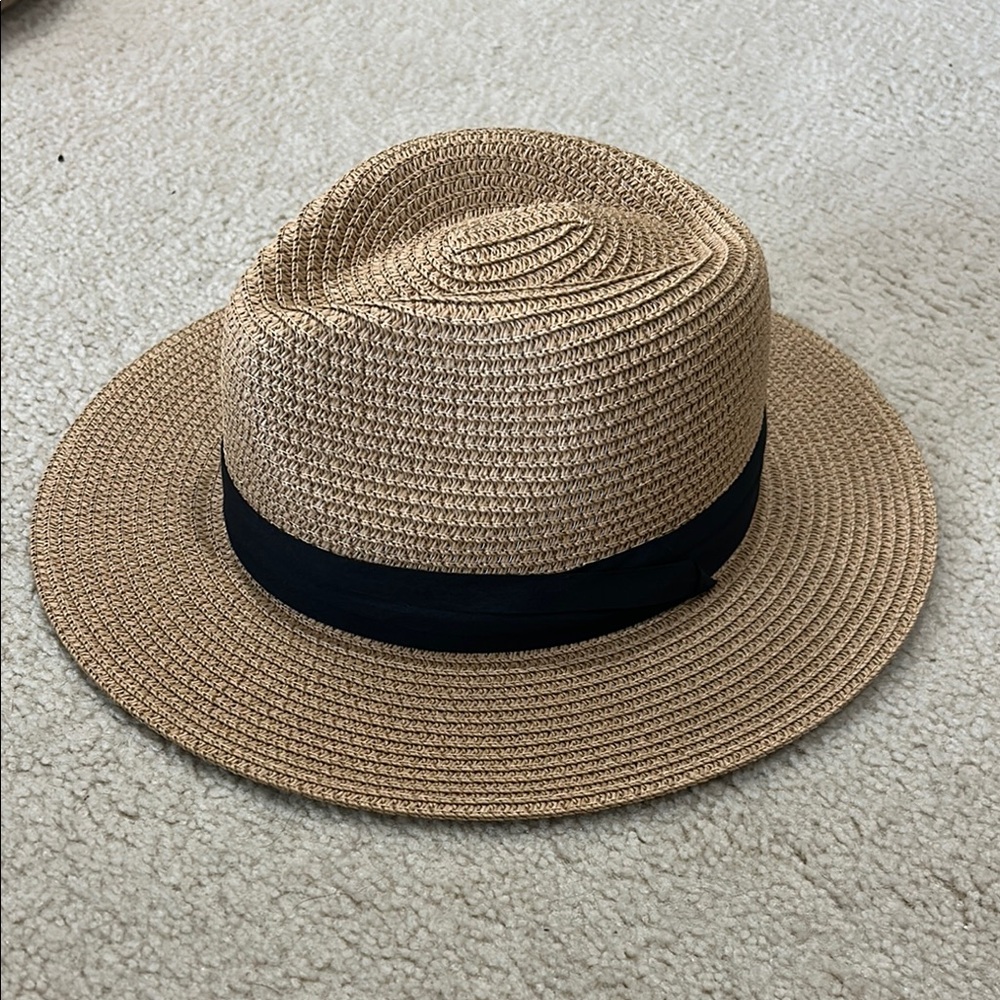 Classic Tan Fedora Hat with Black Band